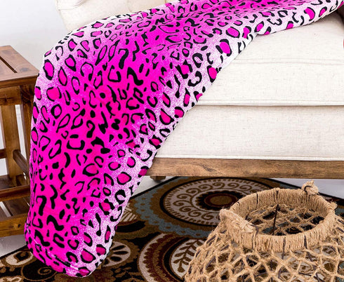 JS HOME Pink Leopard Skin Queen Size Blanket Throw Super Soft, (80"x80")