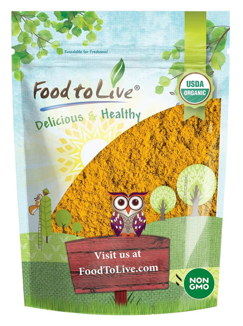 Organic Turmeric Powder, 8 Ounces – Non-GMO, Finely Ground Turmeric Root, Pure, Kosher, Vegan, Bulk. Fragrant Spice. Rich in Curcumin. Great for Asian, Middle East Dishes, Spice Blends, Beverages.