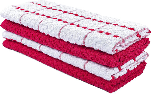 Avalon Kitchen Towels Set (Value Pack of 14) 15x25 Inch 100% Ring Spun Cotton Dish Towels Absorbent, Soft and Reusable Tea Towels, Bar Towels for Multipurpose use in Kitchen and Home (Red)