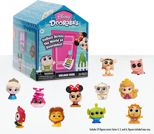 Disney Doorables Village Peek Pack, Series 5 and 6, Includes 24 Figures, Styles May Vary, Amazon Exclusive, by Just Play