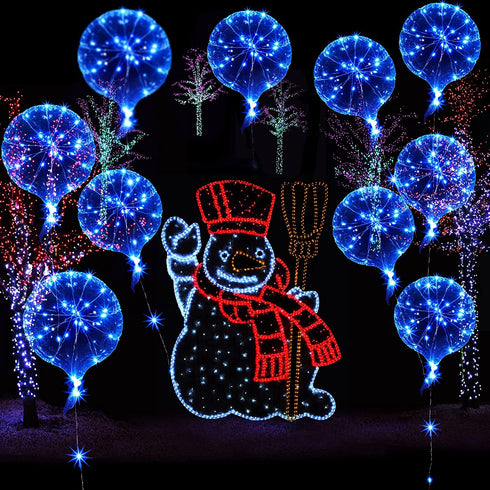 12 Packs LED Balloons Light Up Balloons 15 Inch Clear Glow in the Dark Balloons Globos Bobo Balloons with Rope Lights for Party Wedding Decoration (Blue)