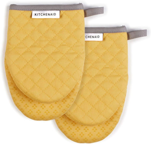 KitchenAid Asteroid Mini Oven Mitt, 5.5"x8", Buttercup 2 Count