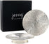 JEZZEJ Silver Pillar Candle Holder Set of 2 - Candle Holders for Table Centerpiece - Candle Holders for Pillar Candles - Handmade in India Candle Stand - Large Candle Plate to Protect Surface