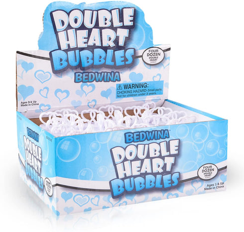 Bulk Wedding Bubbles - (48 Pack) Double Heart Bubble Bottles, for Bridal Party Favors, Anniversaries, Celebrations, Small Prize for Kids, by Bedwina