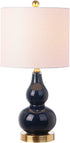 JONATHAN Y JYL1028F Anya 20.5" Mini Glass LED Lamp Transitional,Glam,Midcentury for Bedroom, Living Room, Office, College Dorm, Coffee Table, Bookcase, 1, Navy