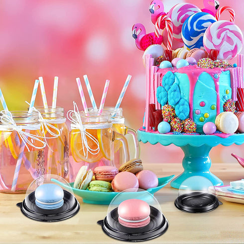 150 Sets Clear Plastic Mini Cupcake Container Clear Plastic Mini Cupcake Boxes Dome Muffin Single Container Box for Cheese Pastry Dessert Mooncake