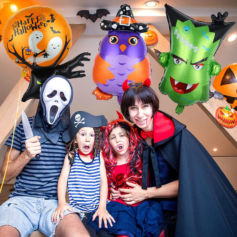 16 Pieces Halloween Foil Balloons Halloween Aluminum Foil Balloon Halloween Mylar Balloons Pumpkin Witch Ghost Spider Demon Giant Balloon Double Sided Halloween Balloon for Halloween Party Supplies