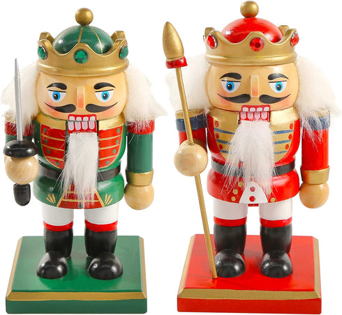 3 otters Christmas Nutcracker Ornaments Set, 2 Set Christmas Nutcrackers Figures Christmas Nutcrackers Soldier King Wooden Christmas Nutcrackers for Festive Christmas Desktop Decor, 6 Inch Tall