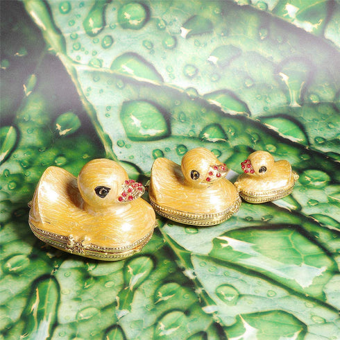 Waltz&F Three Generation Duck Jeweled Trinket Box Hinged Hand-Painted Ring Holder Home Decoration