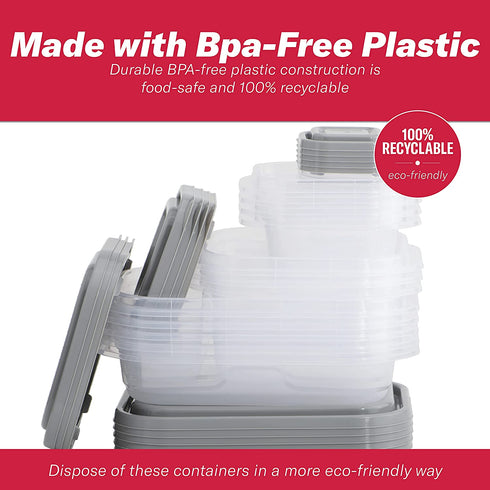 Good Cook EveryWare 34-Piece BPA-Free Plastic Food Storage Container Set, Clear/Grey, (41758)