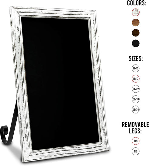 TenXVI Designs 11"x17" Magnetic Chalkboard Sign - Remove Legs to Vertically or Horizontally Hang or Stand - Perfect for Kitchen Countertop, Tabletops, Weddings, Home Decor - White