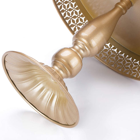 Hotity Set of 3 Cake Stands Round Modern Cake Stand Set Metal Cupcake Dessert Display Stand, Light Gold