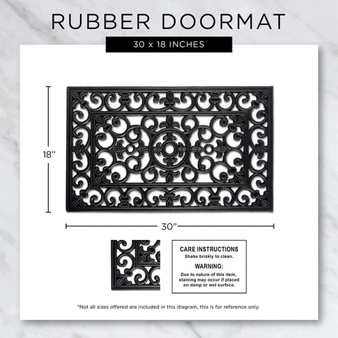 DII Rubber Doormats Collection All Weather, 18x30, Sun Scroll