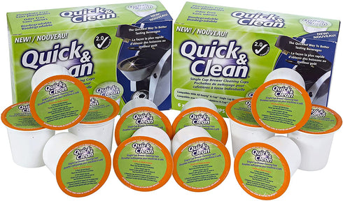 12-Pack of Cleaning Cups for Keurig K-Cup Machines - 2.0 Compatible, Stain Remover, Non-Toxic - By Quick & Clean