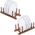 MyGift Brown Wood Dish Drying Rack, Kitchen Countertop Plate Display Holder with 6 Slots, Set of 2