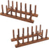 MyGift Brown Wood Dish Drying Rack, Kitchen Countertop Plate Display Holder with 6 Slots, Set of 2