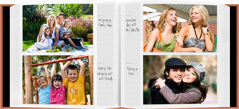 Fabric Frame Cover Photo Album 200 Pockets Hold 4x6 Photos, Tangerine Orange