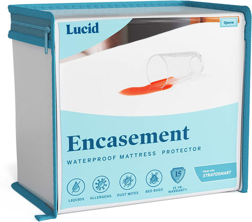LUCID Encasement Mattress Protector - Completely Surrounds Mattress for Waterproof Protection