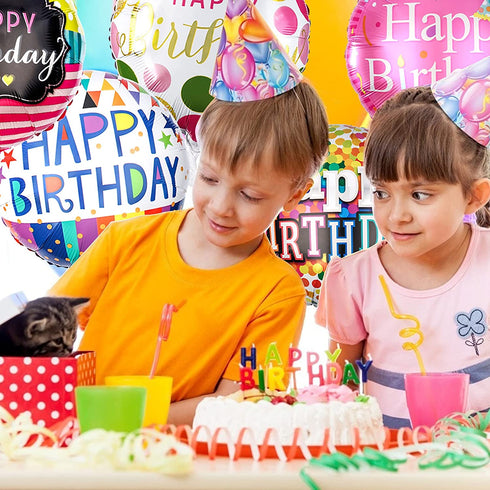 Sharlity Happy Birthday Foil Mylar Helium Balloon, 18" Round Foil Balloon, Pack of 30