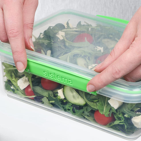 Sistema | 6 Plastic Lids | 4 Dressing to Go Pots | BPA-Free | 10 Freezer/Fridge/Pantry Klip IT Food Storage Containers, Assorted, Clear/Green