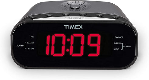Timex T231GY AM/FM Dual Alarm Clock Radio with 1.2-Inch Red Display and Line-In Jack (Gunmetal)