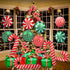 30Pcs Christmas Foil Balloons, Large Candy Cane Swirl Mylar Balloons with Ribbons, Red Green Balloons for Birthday and Candies Theme Party Decorations