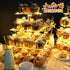 Vdomus Pastry Stand 4 Tier Acrylic Cupcake Display Stand with LED String Lights Dessert Tree Tower Pyramid for Birthday Wedding Party (Warm)