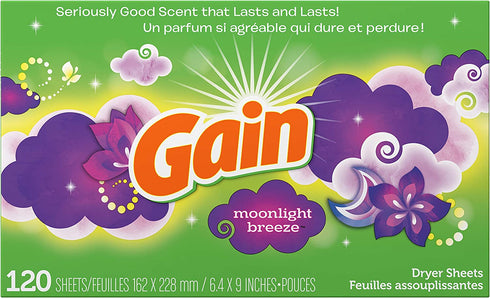Gain Dryer Sheets, Moonlight Breeze Scent, 120 Count
