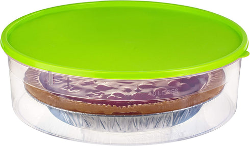 Zilpoo Plastic Pie Container with Lid, 10.5”, Cupcake Carrier, Muffin, Tart, Cookie, Cheesecake Holder, Round Freezer Storage Food Keeper with Cover, Green