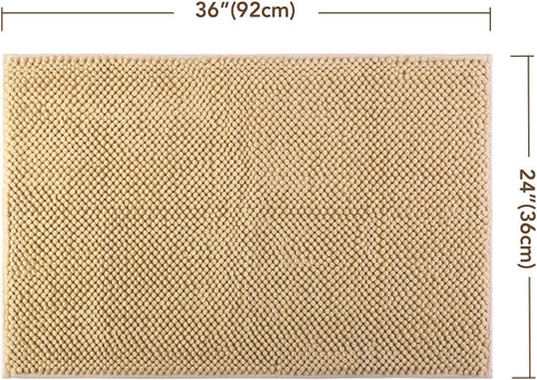 Delxo Chenille Door mat, 24"X 36" Extra Soft and Absorbent Mat ,Machine Wash and Dry Able,Low-Profile Rug Doormats Pet Mat for Entry, Front Door,Back Door,Entrance,Mud Room , High Traffic Areas,Beige