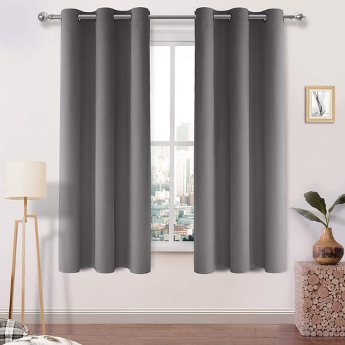 DWCN Room Darkening Blackout Curtains Thermal Insulated Curtain for Bedroom Grommet Window Curtain Panel 42 x 63 Inch, Set of 2 Panels,Thick Grey Curtains