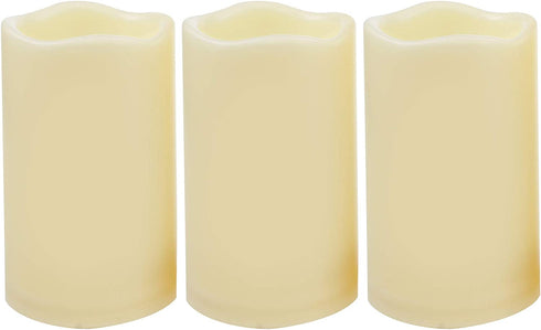 CANDLE CHOICE 3 Waterproof Outdoor Battery Operated Flameless LED Pillar Candle with Timer Flickering Plastic Resin Electric Decorative Light for Lantern Patio Garden Home Decor Party Wedding