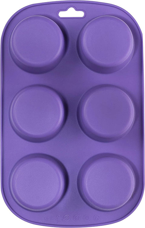 Bakerpan Silicone Muffin Pan, Cupcake Tray, Baking Cups, Cupcake Holders, 6 Cups (Purple) (2)