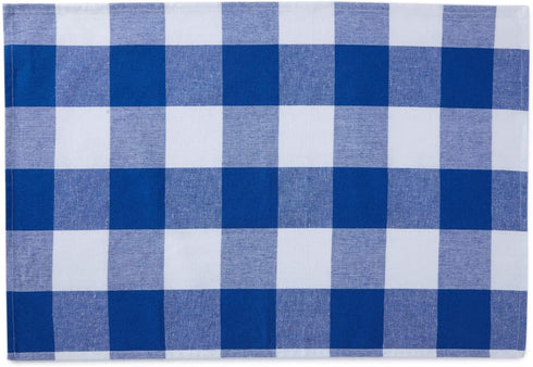 Encasa Homes Kitchen Dish Towels X-Large 18 x 28 inch (12 pcs Set of Waffles, Stripe & Checks) Absorbent, Tea Towels for Cleaning and Quick-Drying, Eco-Friendly Cotton - Blue
