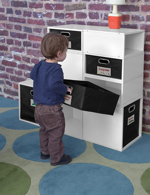 Niche Cubo Set of 2 Half-Size Foldable Fabric Storage Bins- Black