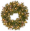 National Tree Company Pre-Lit Artificial Christmas Wreath, Green, Glittery Mountain Spruce, White Lights, Decorated with Pine Cones, Berry Clusters, Frosted Branches, Christmas Collection, 24 Inches