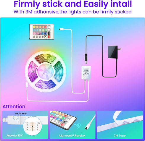 GUPUP 50 FT LED Strip Lights,Bluetooth LED Lights for Bedroom, Color Changing Light Strip with Music Sync, Phone Controller and IR Remote(APP+Remote +Mic).
