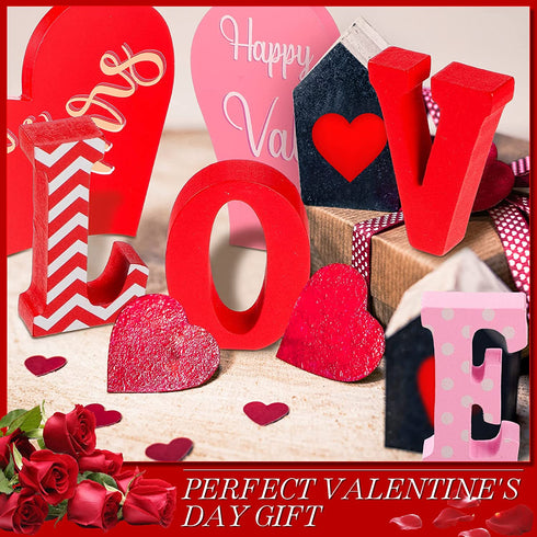 Valentine's Day Wooden Table Sign Decoration 3 Pieces Heart Wooden Signs Love Letter Home Decor Rustic Romantic Mr and Mrs Sign for Valentine's Day Wedding Table Party Home