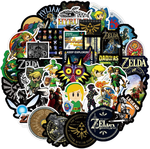 50pcs Zelda Vinyls Stickers Laptop Sticker Waterproof Stickers Luggage Skateboard Water Bottle Stickers Decal Bicycle Bumper Snowboard Decorate Gift for Kid