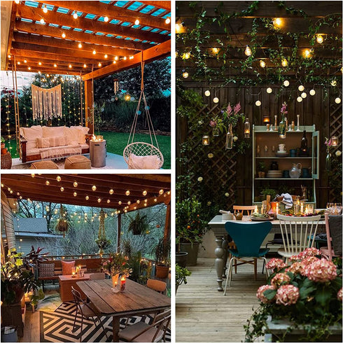 Outdoor String Lights 30+3 G40 Globe LED Bulbs, Panaromia 41FT Waterproof Shatterproof Patio Hanging Lights for Indoor Outside Garden Home Christmas Xmas Warm White