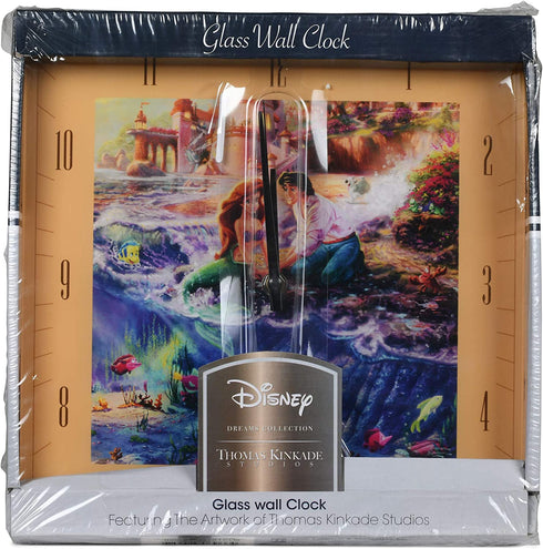 Mark Feldstein & Associates Little Mermaid Disney Kinkade Ocean Blue 11 inch Glass Square Wall Clock