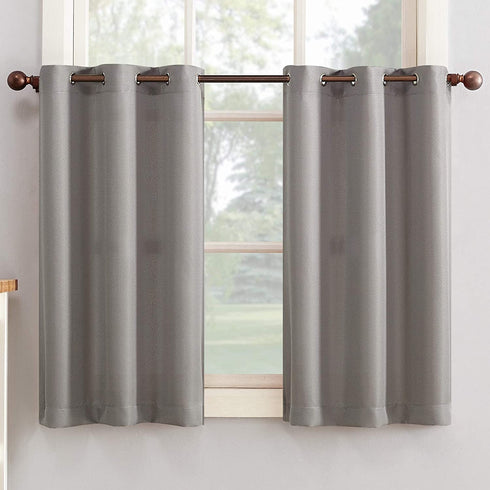 No. 918 Montego Grommet Textured Kitchen Curtain Tier Pair, 56" x 36", Nickel Gray