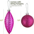 Fuchsia Pink Christmas Ball Ornaments for Christmas Decorations - 24 Pieces Xmas Tree Shatterproof Ornaments with Hanging Loop for Holiday and Party Decoration (Combo of 8 Ball and Shaped Styles)