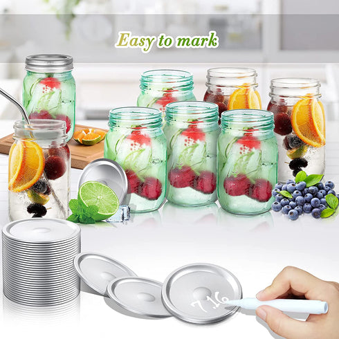 Regular Mouth Canning Lids, 128 Count Split Type Mason Jar Lids for Ball, Kerr Jars, Food Grade Material, Silver/70MM