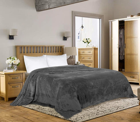 Utopia Bedding Fleece Blanket Queen Size Grey 300GSM Luxury Fuzzy Soft Anti-Static Microfiber Bed Blanket
