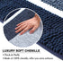 Flamingo P Super Cozy Shag Chenille Bath Rug, Gradient Navy Stripe Pattern Machine Washable Microfiber Plush Bathmat, Ultra Absorbent Mat with Non Slip Backing for Bathroom Landry, (20×32 inch, Navy)