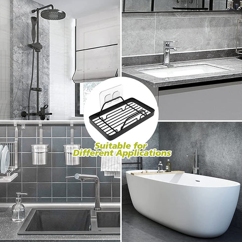 KINCMAX Bar Soap Holder Tray Shower Dish, Wall Mount Bathroom Soap Dishes in Shower Shelf Bathtub Metal Kitchen Sink Rack Sponge Holder Adhesive Soap Caddy Basket Drain Soap Saver Rest Case, SUS304