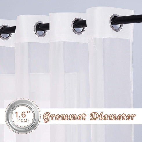 NICETOWN Sheer Curtains 96 Long - Grommet Top Ivory Voile Sheer Window Treatment Panels for Hall/Parlor/Guest Suite, 2 Pieces, 54 Wide x 96-inch Length