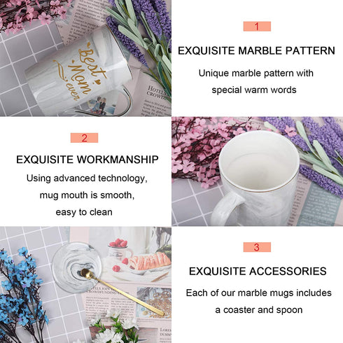 Best Mom Ever Mug Best Mom Gifts Best Mom Ever Coffee Mug Best Mom Mug Mom Mug Birthday Christmas Mothers Day Gifts for Mom from Daughter Son 14 Ounce Gift Box with Spoon and Mug Mat Gray
