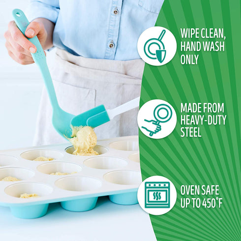 GreenLife Bakeware Healthy Ceramic Nonstick, 12 Cup Muffin and Cupcake Baking Pan, PFAS-Free, Turquoise
